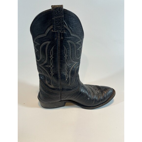 Nocona Cowboy Boots Size 8 E Black Leather Vintage - Picture 5 of 15